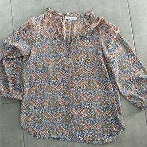 Rose & Olive Paisley Blouse in Blue and Brown